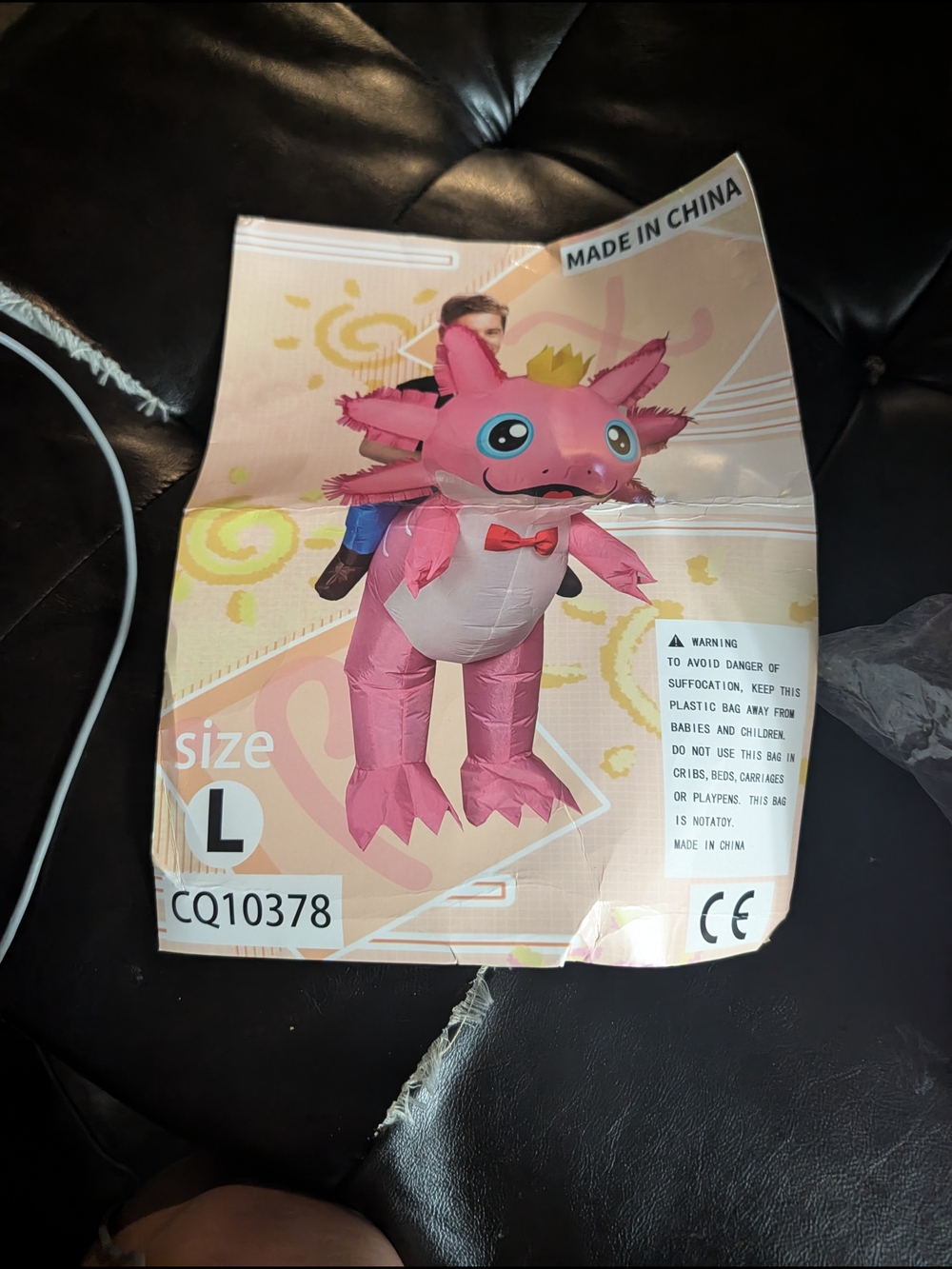 Inflatable Pink Axolotl Costume - Size L